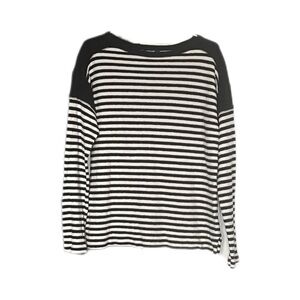 Chaps Black White Striped Cotton Long Sleeve Pullover Sweater Women’s Medium